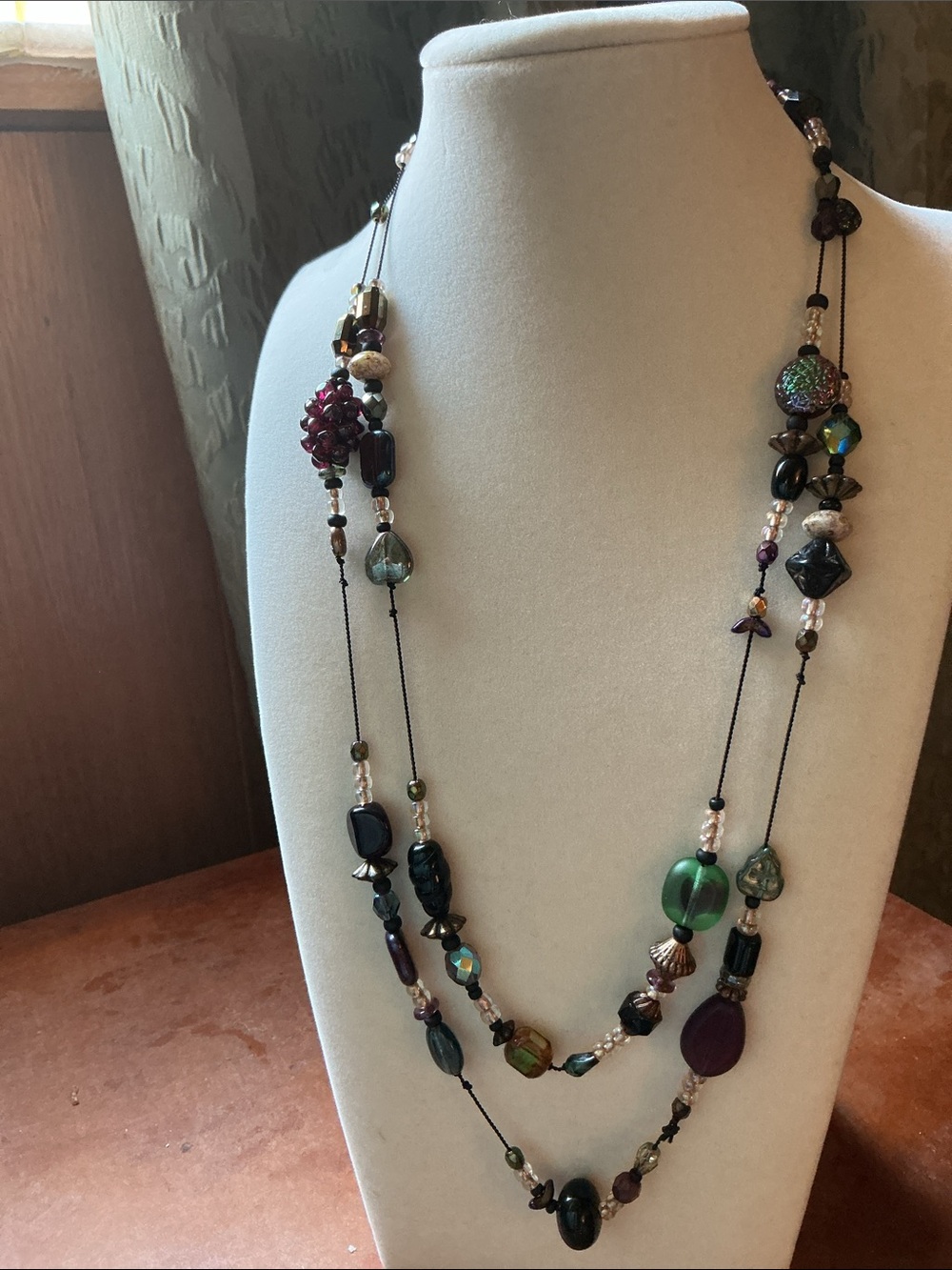 Elegant Vintage Czech and Antique Glass Bead Necklace 44” - Picture 3 of 3